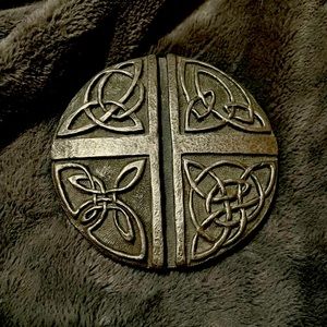 Celtic Love Cross in Cast Iron Imported from Ireland, Handmade 6” Diameter